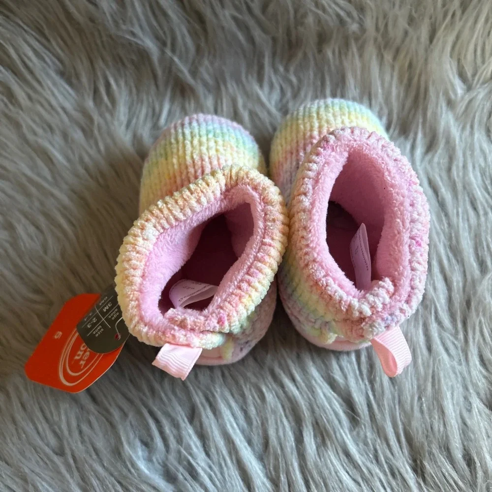 Wonder Nation Rainbow Slippers Girls Size‎ 5 Booties Shoes Slip On Adjustable